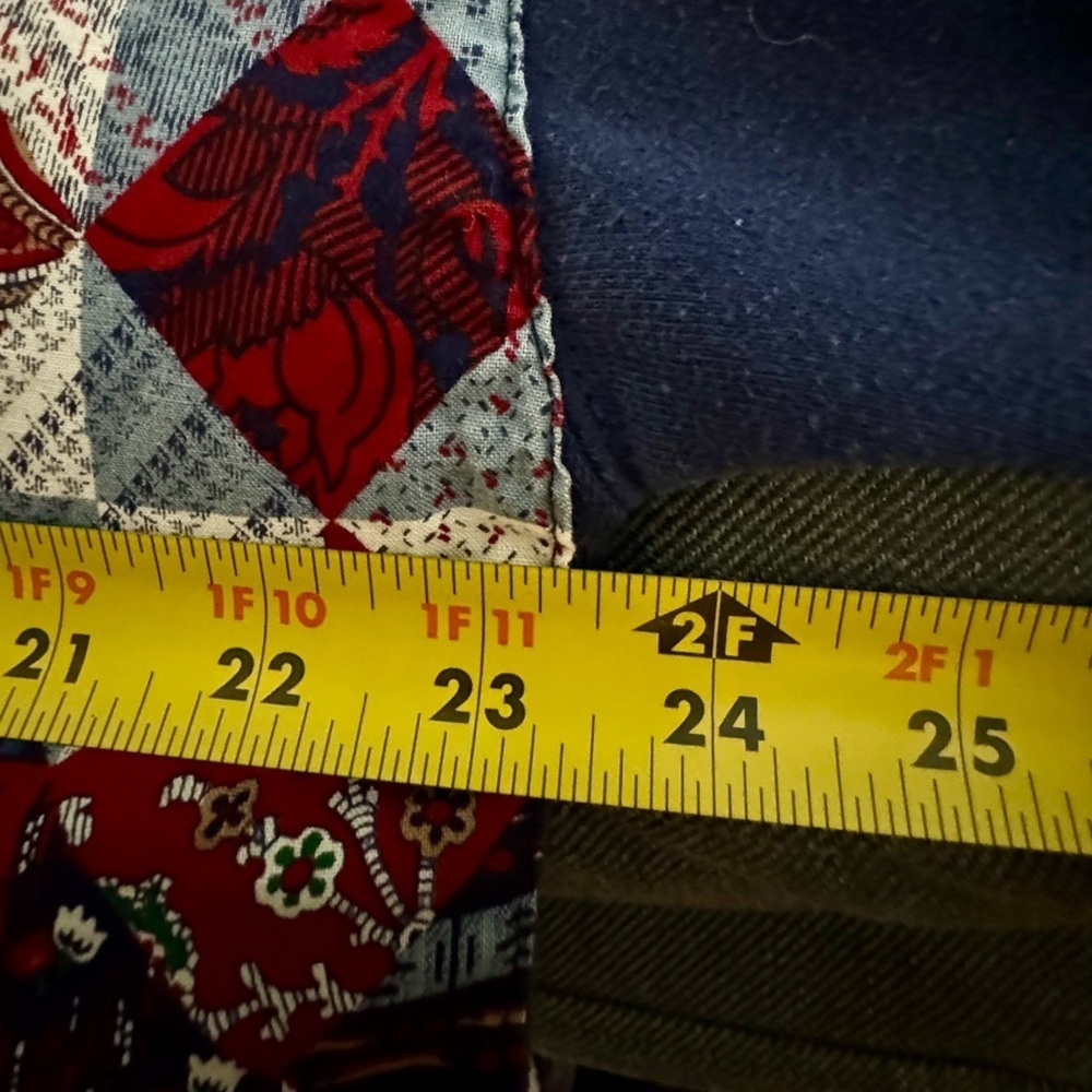 VTG 90’s Blue Multi Pattern Quilted Bomber Zip Up Sweater Jacket Grannycore - Picture 8 of 10